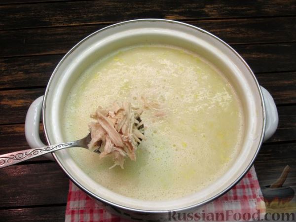 Картофельный суп-пюре с курицей и кукурузой